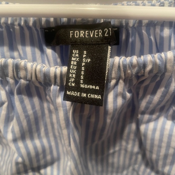 Forever 21 Blue and White Off-Shoulder Tunic - Picture 8 of 11